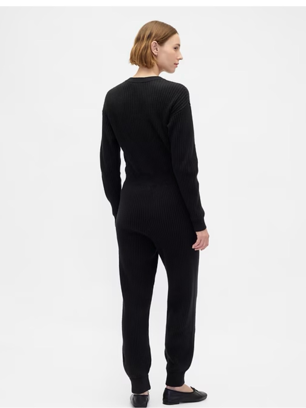 Brand new GAP Black Ribbed Knit Jumpsuit with Gold Buttons - Picture 5 of 5